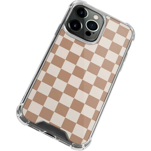 Neutral Checkered iPhone 15 Pro Max Clear Case